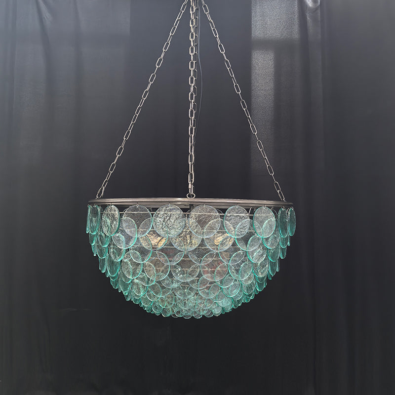 Green Glass Petal Layered Pendant Light