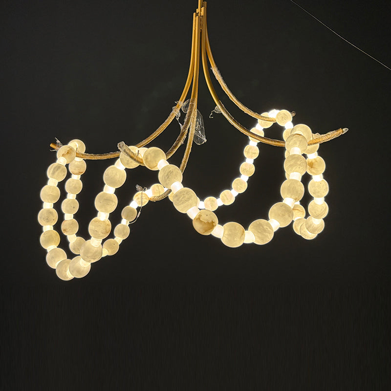 Snowflake Plaster Bead Pendant Light