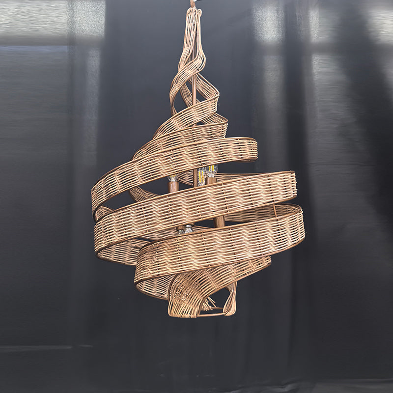 Spiral Design Handcrafted Rattan Pendant Light