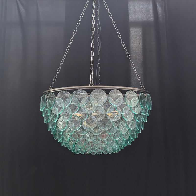 Green Glass Petal Layered Pendant Light