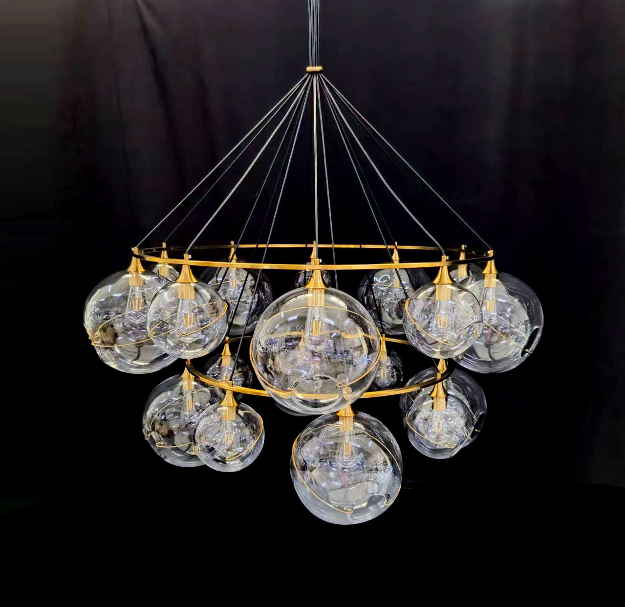 18-Light Glass Ring Pendant Ceiling Light