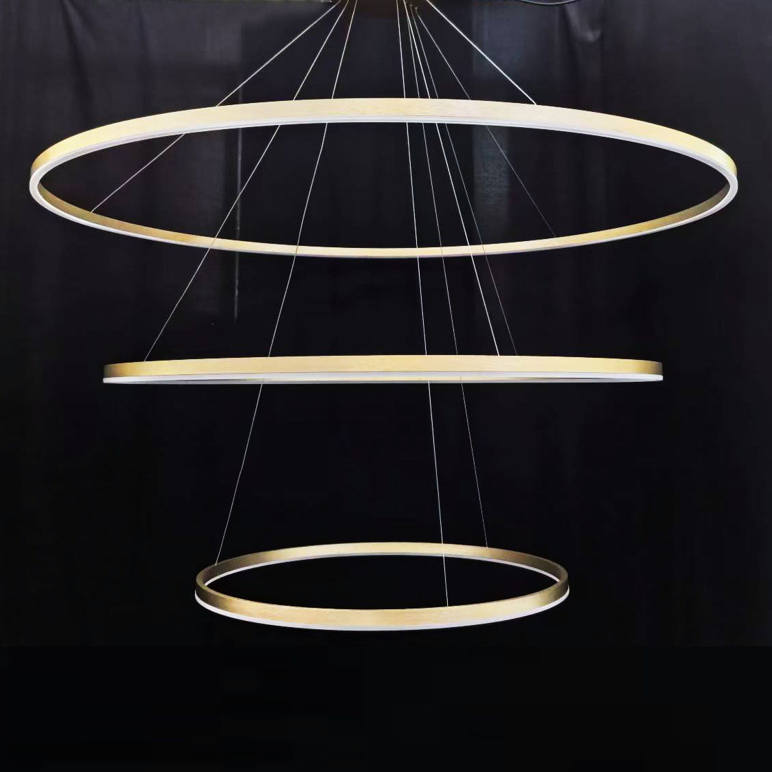 Brass 3-Tier Circular Ring Chandelier (40.2 Inches)