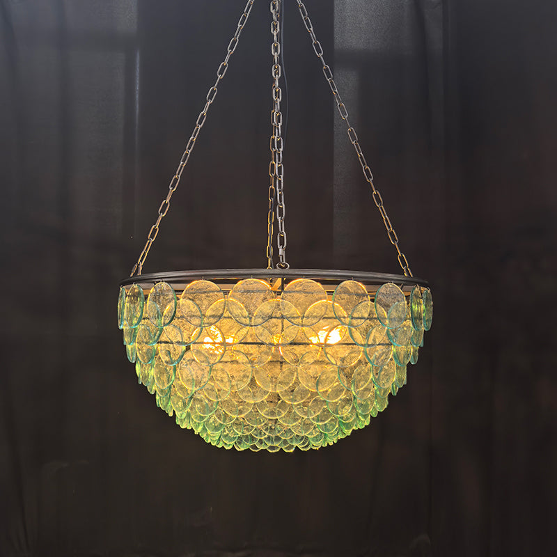 Green Glass Petal Layered Pendant Light
