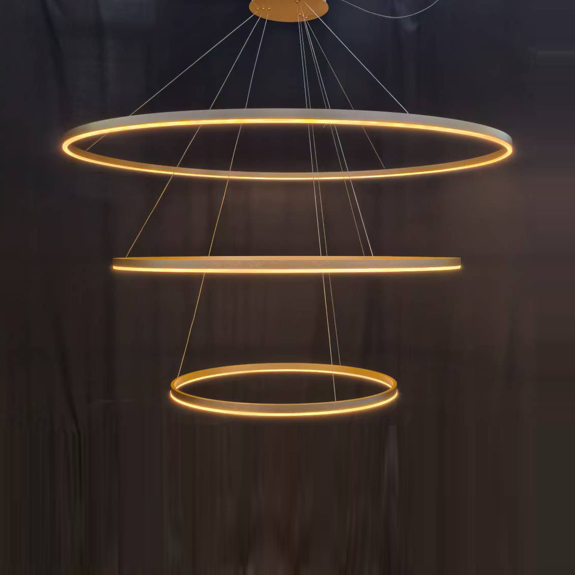 Brass 3-Tier Circular Ring Chandelier (40.2 Inches)
