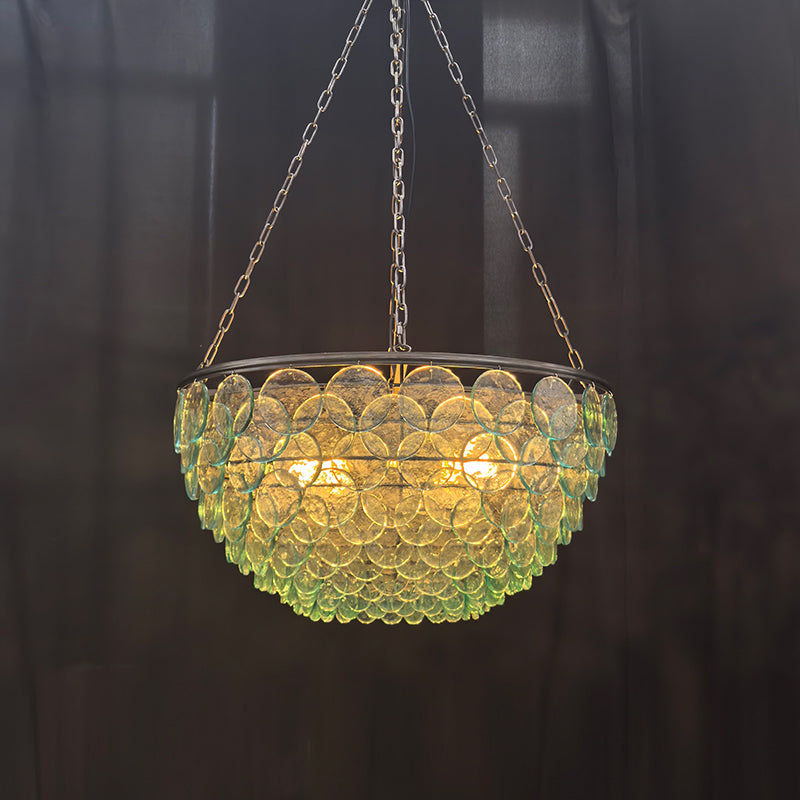 Green Glass Petal Layered Pendant Light