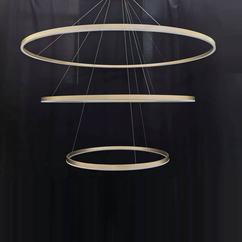 Brass 3-Tier Circular Ring Chandelier (40.2 Inches)