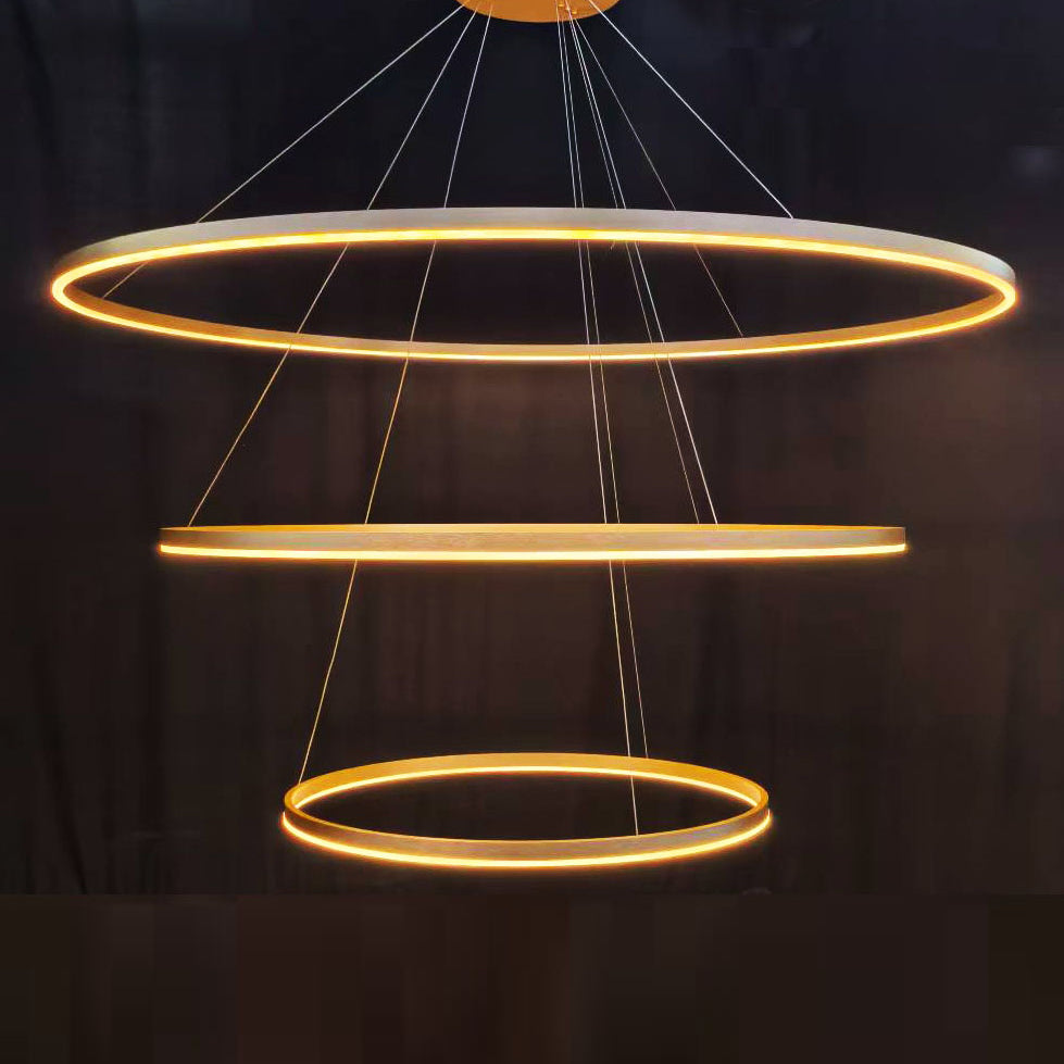 Brass 3-Tier Circular Ring Chandelier (40.2 Inches)