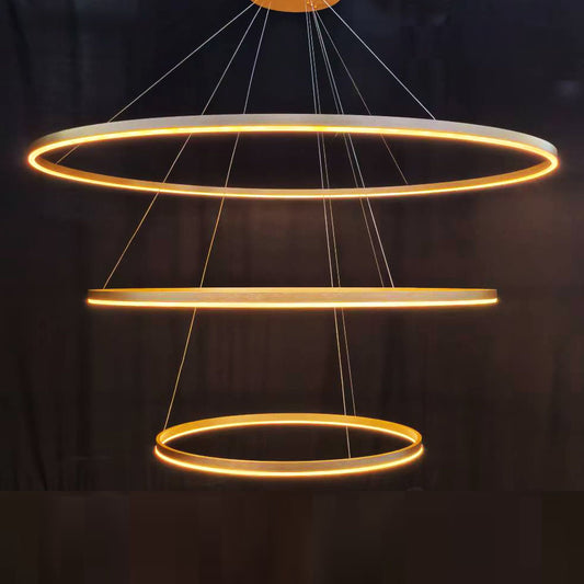 Brass 3-Tier Circular Ring Chandelier (40.2 Inches)