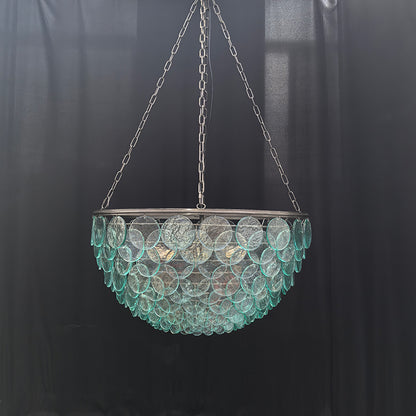 Green Glass Petal Layered Pendant Light