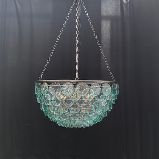 Green Glass Petal Layered Pendant Light