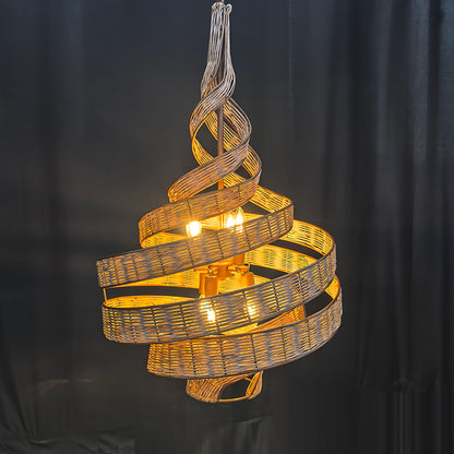 Spiral Design Handcrafted Rattan Pendant Light
