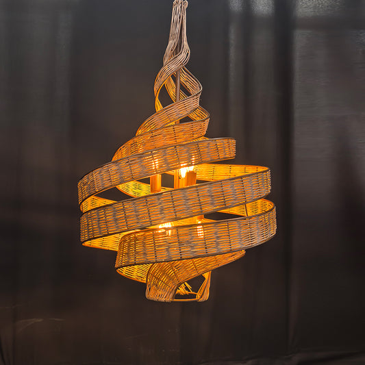 Spiral Design Handcrafted Rattan Pendant Light