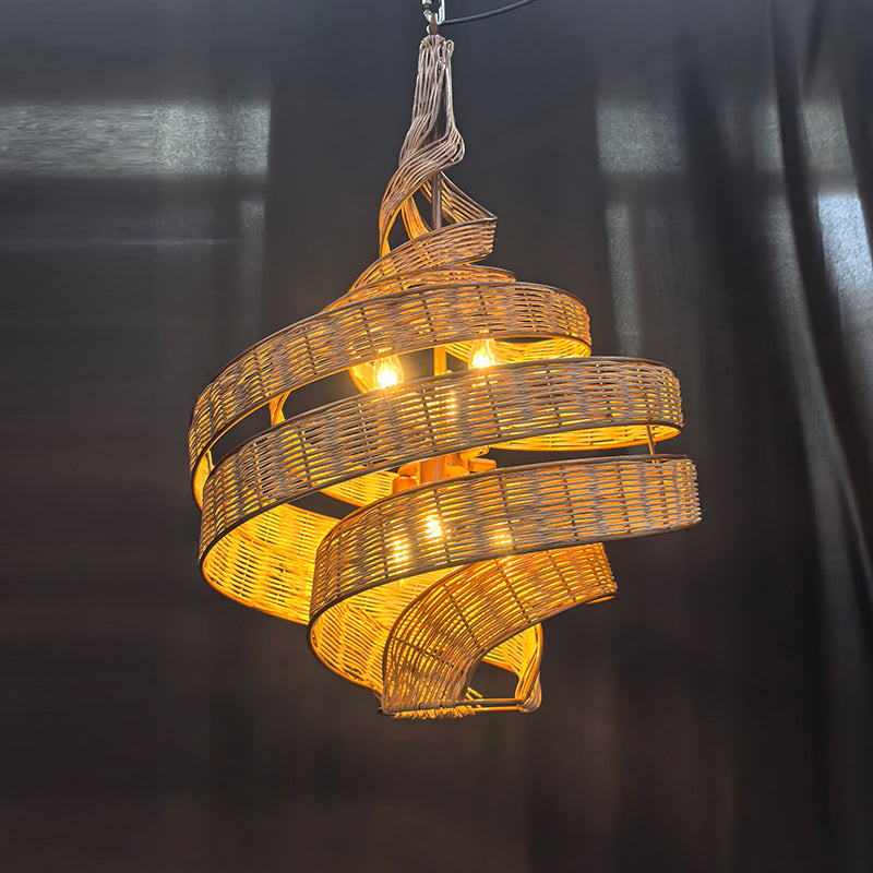 Spiral Design Handcrafted Rattan Pendant Light