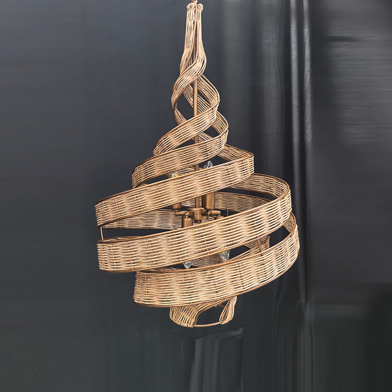 Spiral Design Handcrafted Rattan Pendant Light