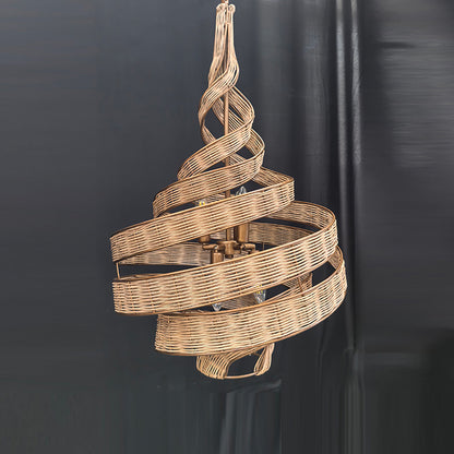 Spiral Design Handcrafted Rattan Pendant Light