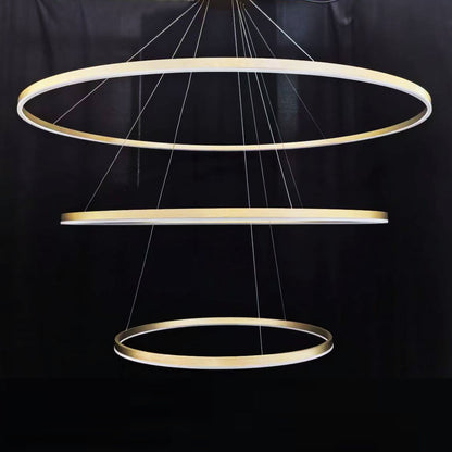 Brass 3-Tier Circular Ring Chandelier (40.2 Inches)