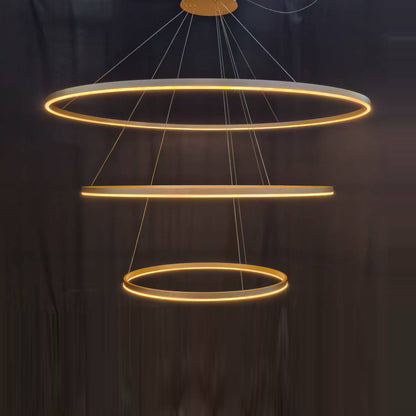 Brass 3-Tier Circular Ring Chandelier (40.2 Inches)