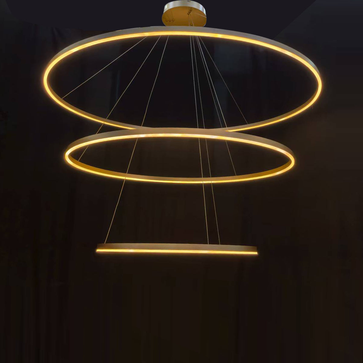 Brass 3-Tier Circular Ring Chandelier (40.2 Inches)
