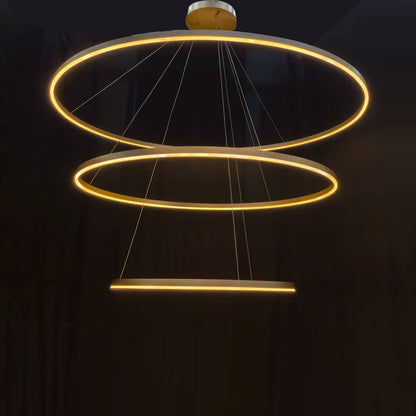 Brass 3-Tier Circular Ring Chandelier (40.2 Inches)