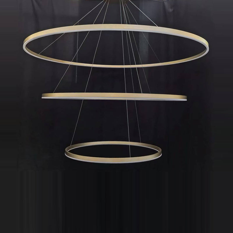 Brass 3-Tier Circular Ring Chandelier (40.2 Inches)